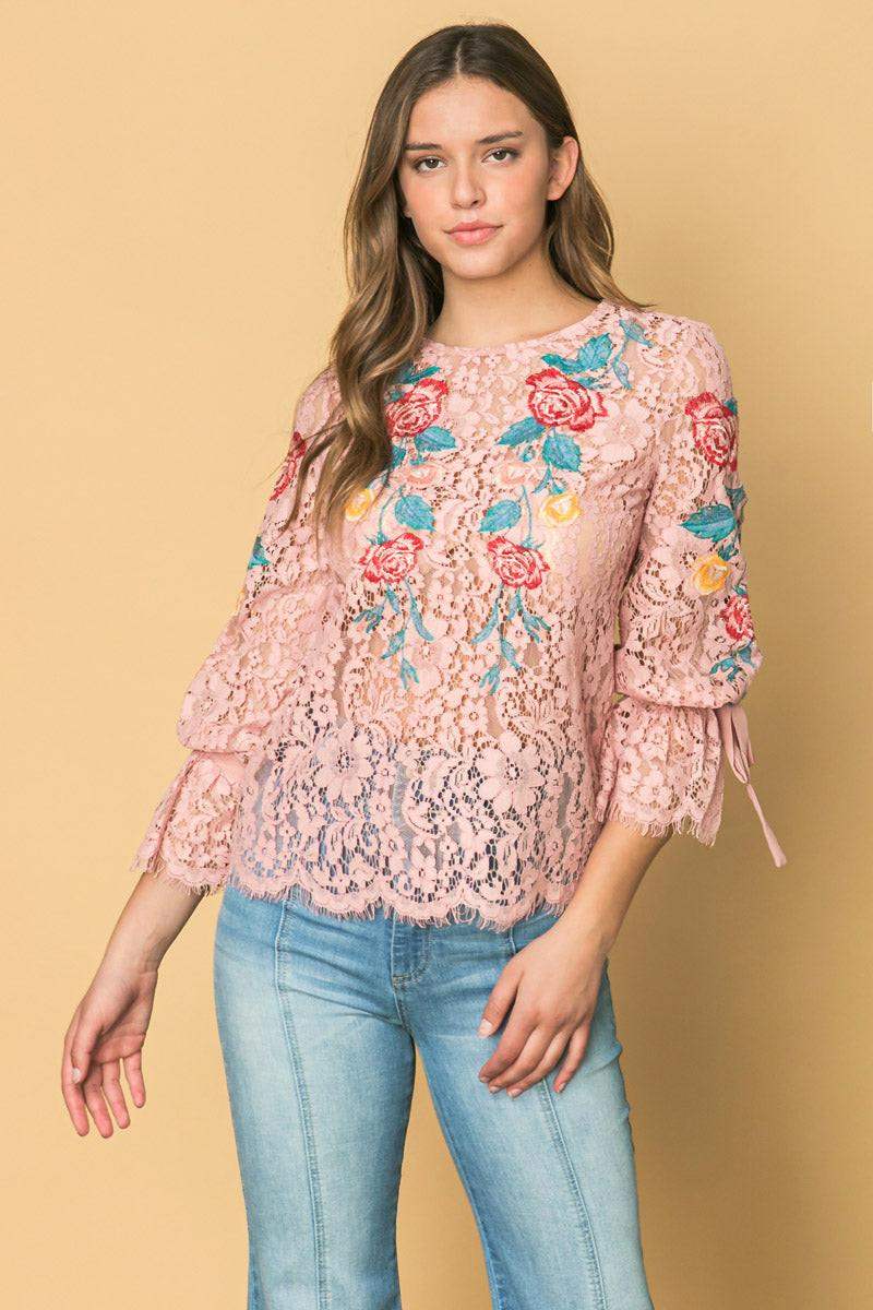 EMBROIDERED LACE TOP - Flying Tomato - Flyclothing LLC