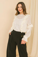HIGH EXPECTATIONS KNIT EYELET TOP - Flying Tomato - Flyclothing LLC