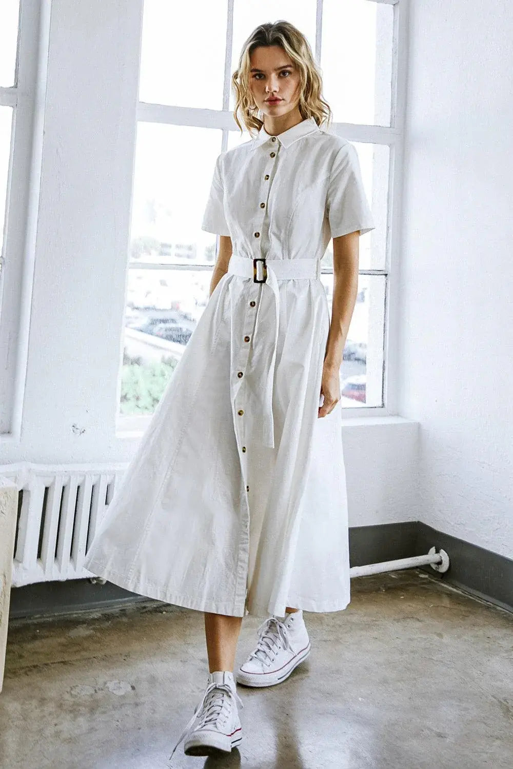 LUCKY ME WOVEN MIDI DRESS - Flying Tomato - Flyclothing LLC