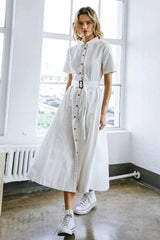 LUCKY ME WOVEN MIDI DRESS - Flying Tomato - Flyclothing LLC