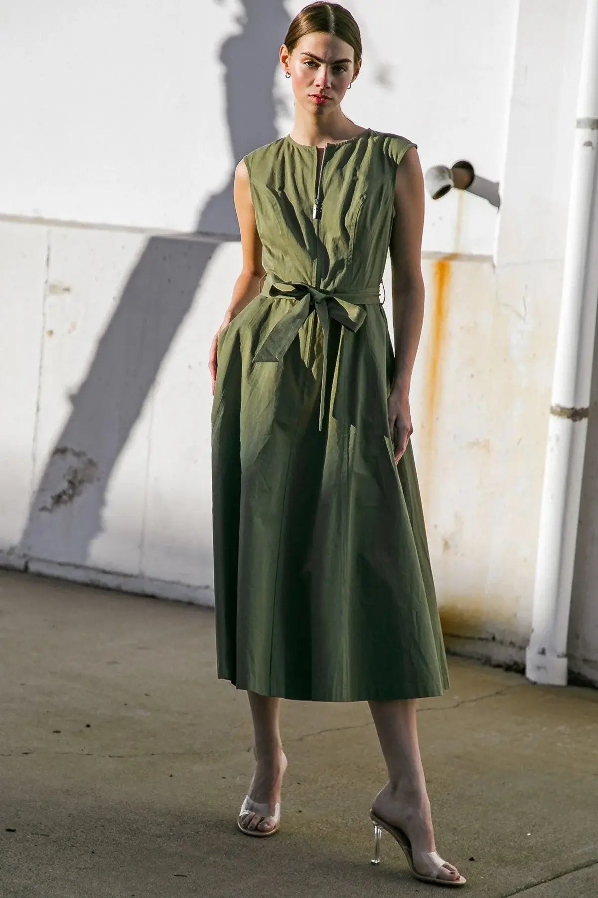 DELICATE DREAMS WOVEN MIDI DRESS - Flying Tomato - Flyclothing LLC
