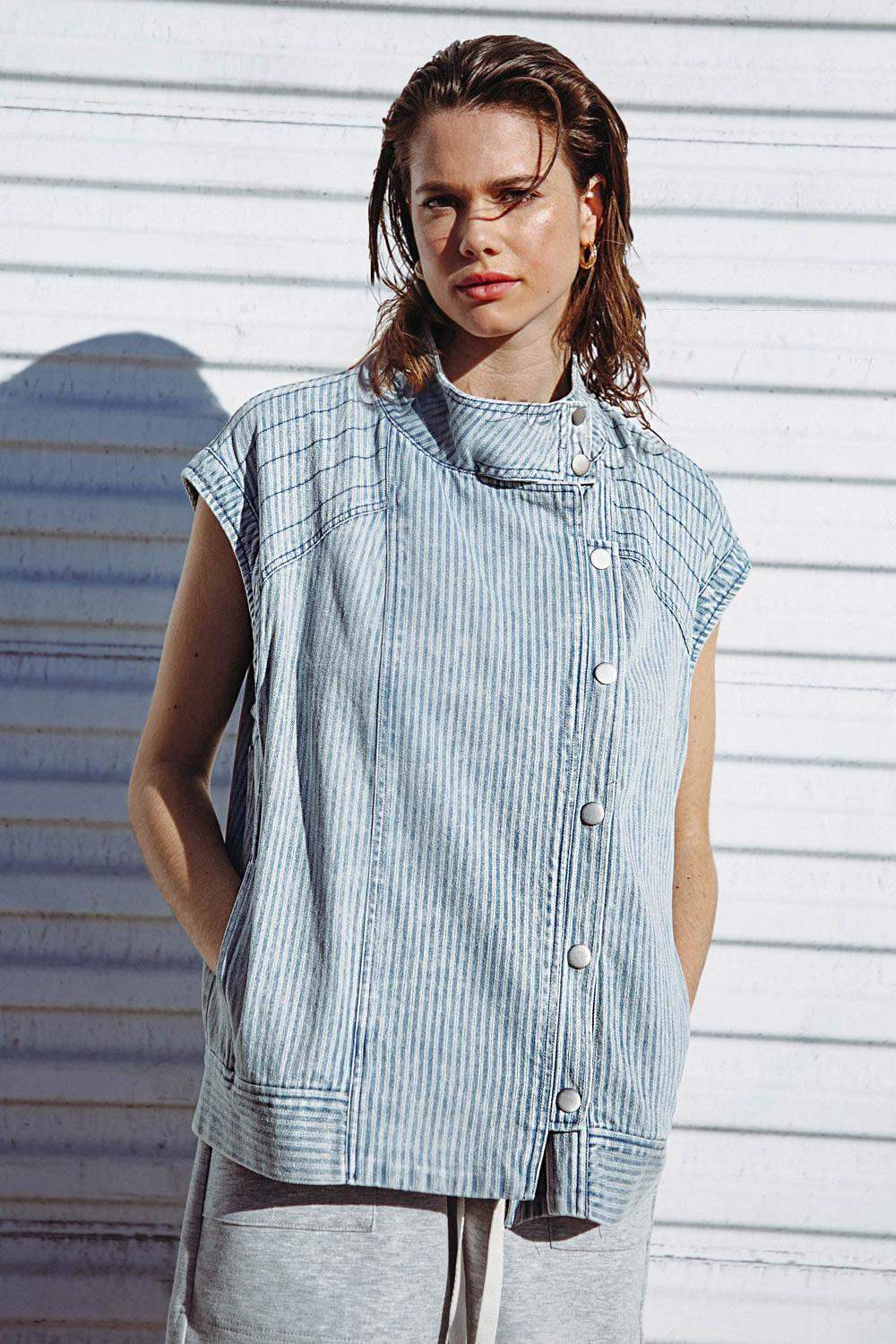 LATE SUMMER NIGHTS DENIM VEST - Flying Tomato - Flyclothing LLC