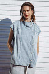 LATE SUMMER NIGHTS DENIM VEST - Flying Tomato - Flyclothing LLC