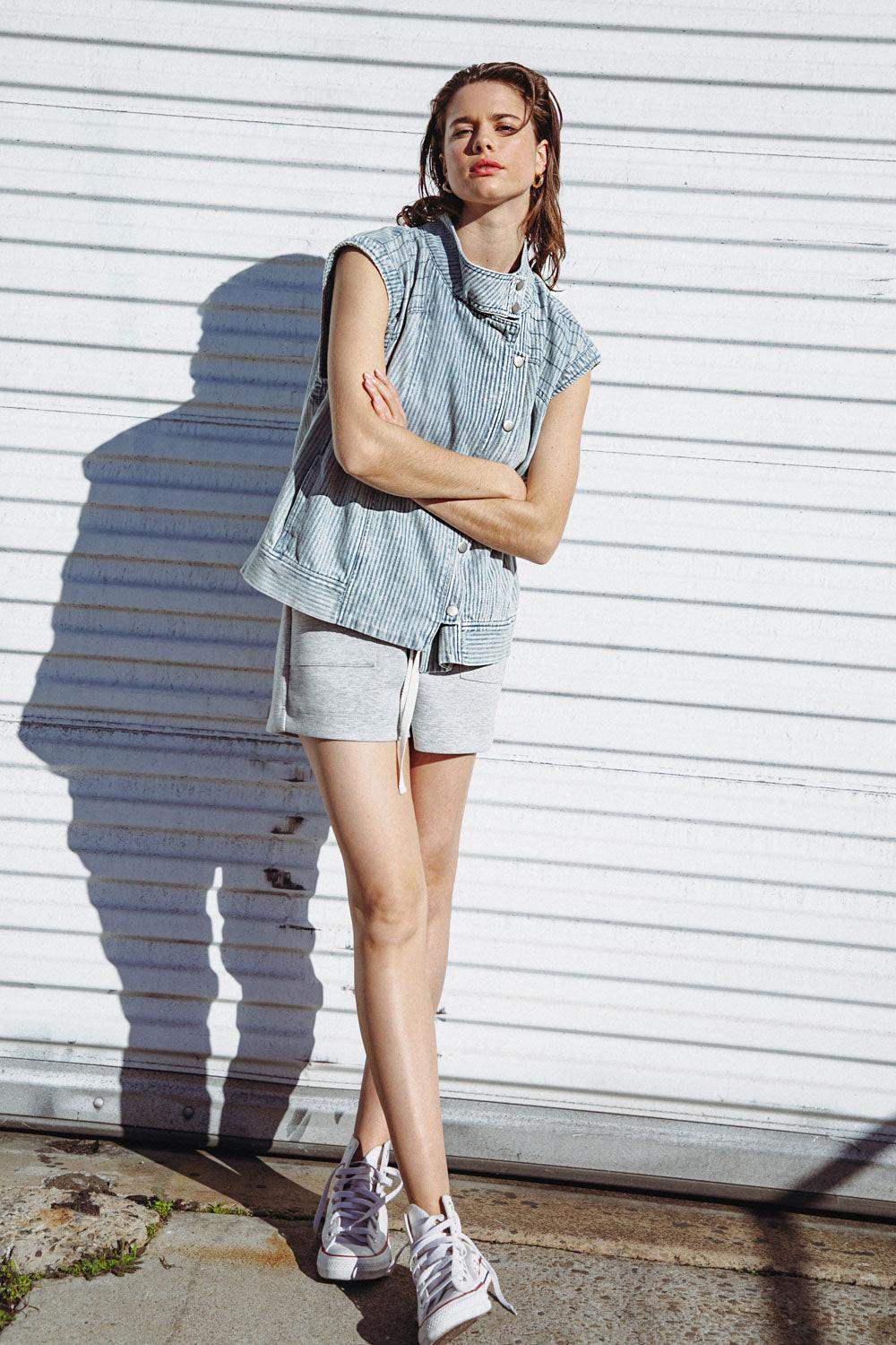 LATE SUMMER NIGHTS DENIM VEST - Flying Tomato - Flyclothing LLC