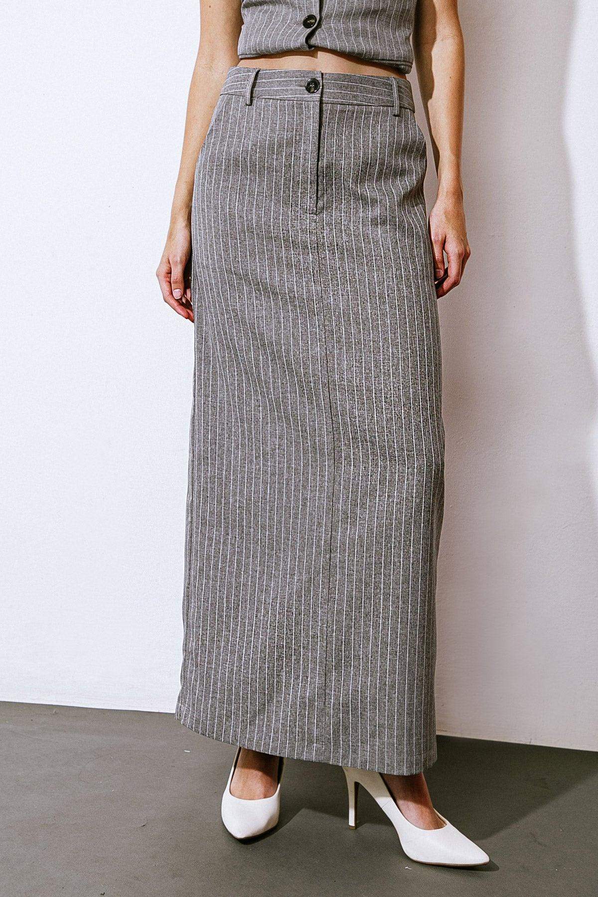 GET TO THE POINT WOVEN MIDI SKIRT - Flying Tomato - Flyclothing LLC
