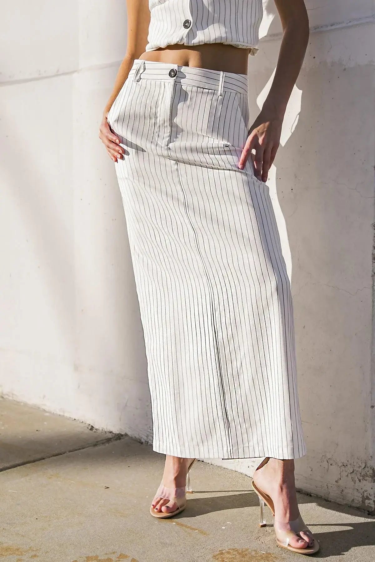 GET TO THE POINT WOVEN MIDI SKIRT - Flying Tomato - Flyclothing LLC