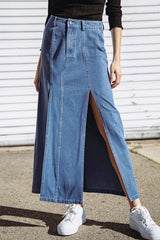 SWEET TALKING DENIM MIDI SKIRT - Flying Tomato - Flyclothing LLC