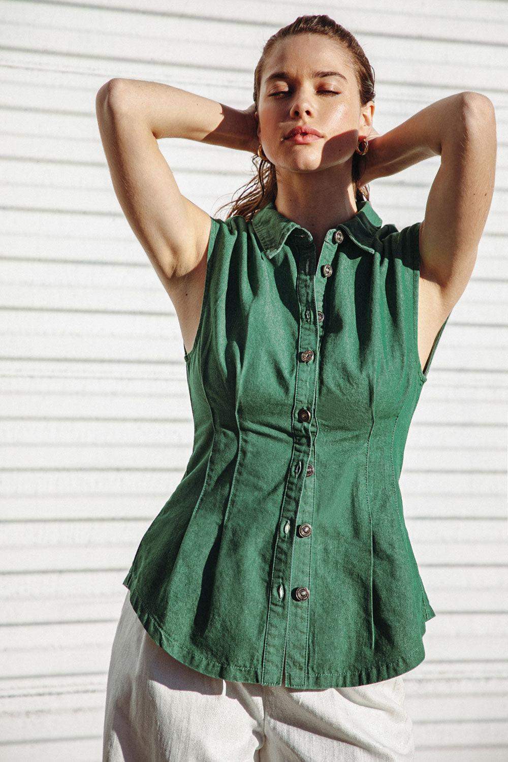 CLEAN SLATE DENIM TOP - Flying Tomato - Flyclothing LLC