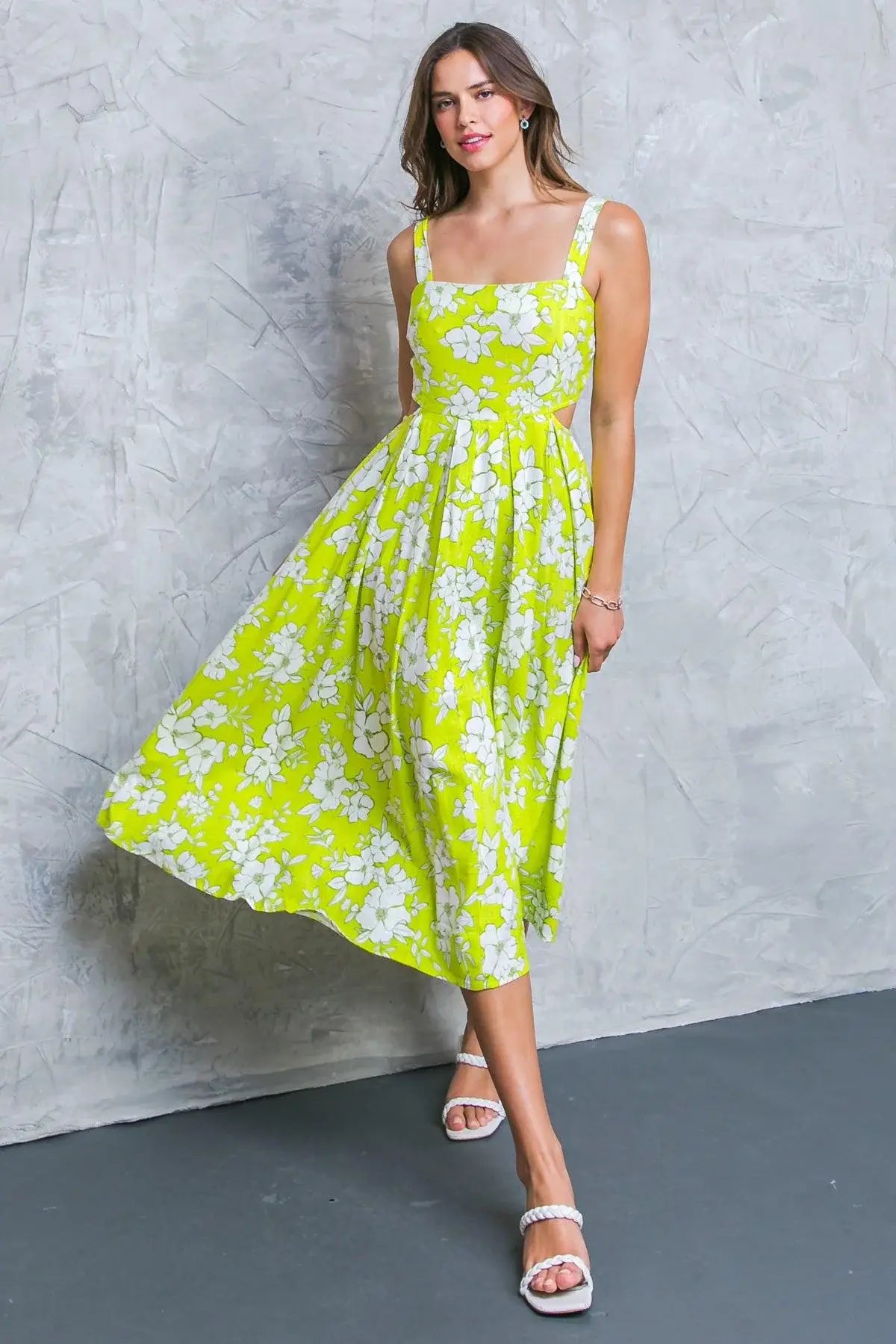 PERFECTLY ADORED WOVEN MIDI DRESS - Flying Tomato - Flyclothing LLC