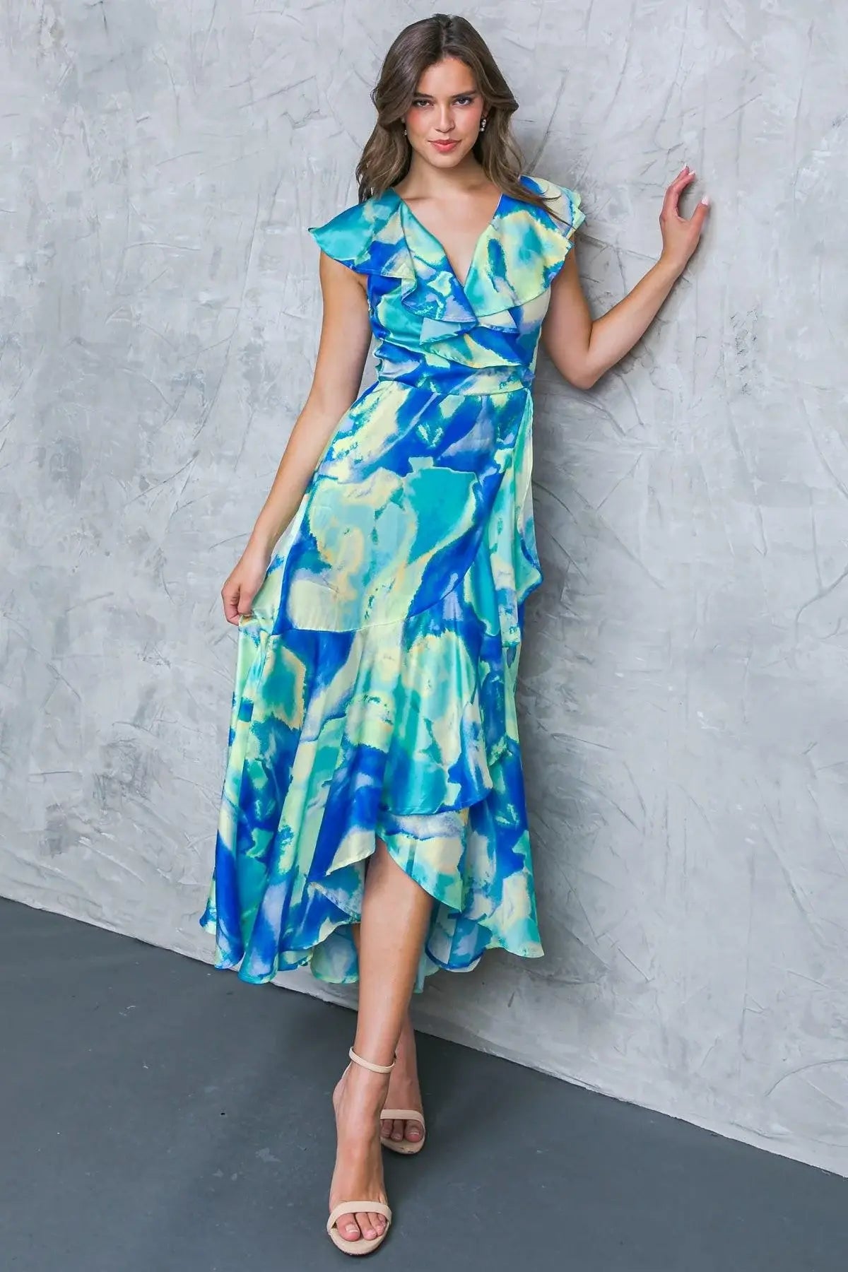 LA BEBE WOVEN SATIN MAXI DRESS - Flying Tomato - Flyclothing LLC
