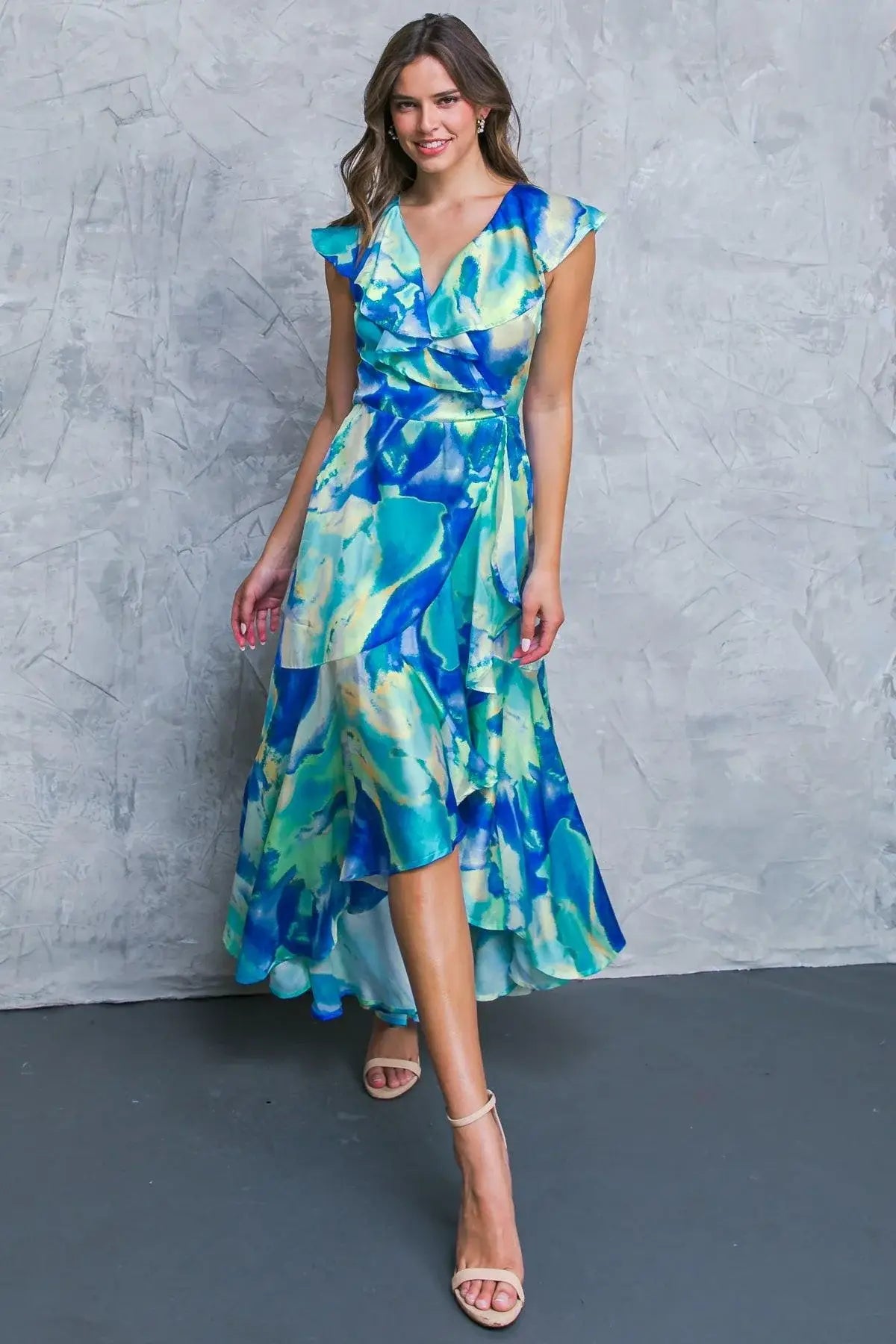 LA BEBE WOVEN SATIN MAXI DRESS - Flying Tomato - Flyclothing LLC