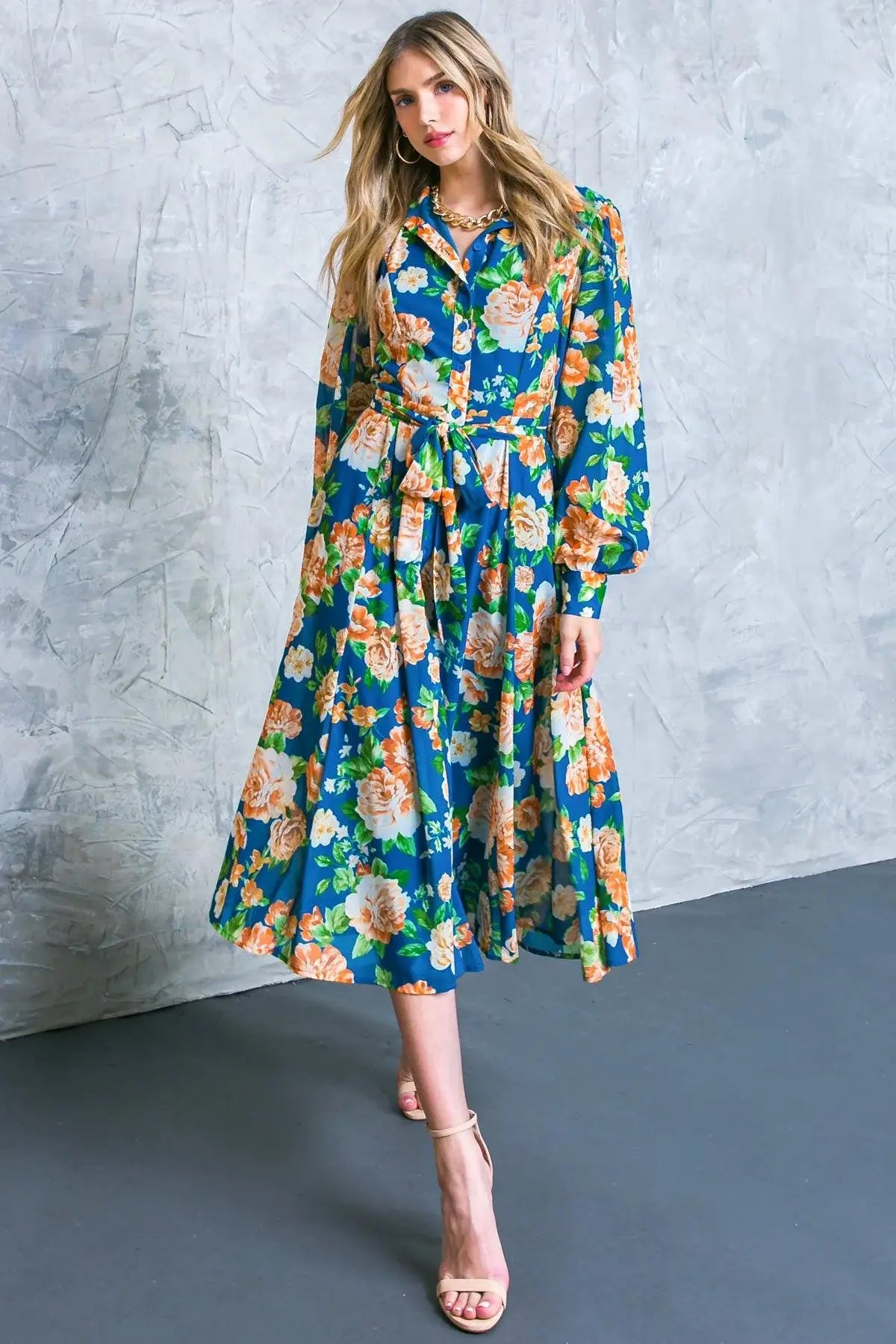 BUBBLY BLISS WOVEN MIDI SHIRT DRESS - Flying Tomato - Flyclothing LLC