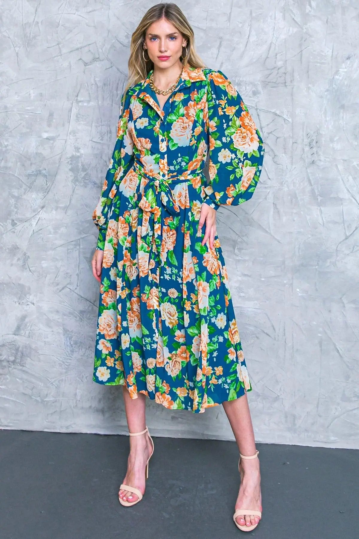 BUBBLY BLISS WOVEN MIDI SHIRT DRESS - Flying Tomato - Flyclothing LLC