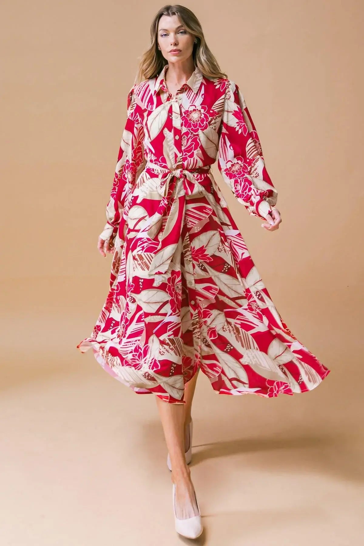 HEART OF WOVEN MIDI DRESS - Flying Tomato - Flyclothing LLC