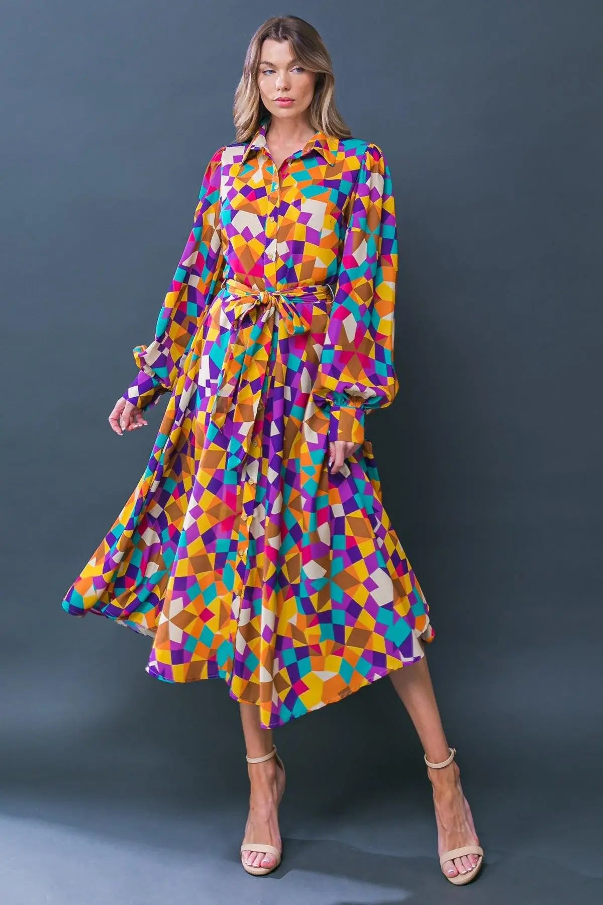 CHANGE IN THE AIR WOVEN MIDI DRESS - Flying Tomato - Flyclothing LLC