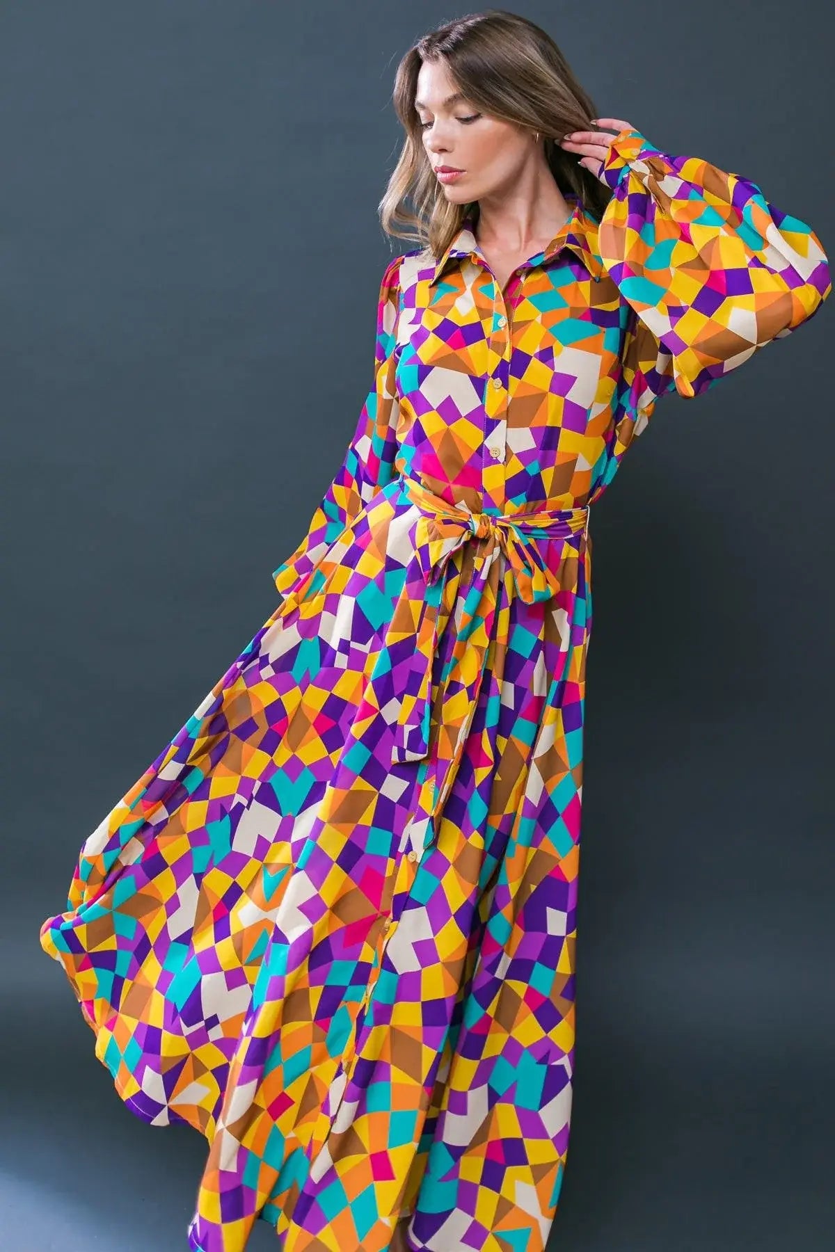 CHANGE IN THE AIR WOVEN MIDI DRESS - Flying Tomato - Flyclothing LLC