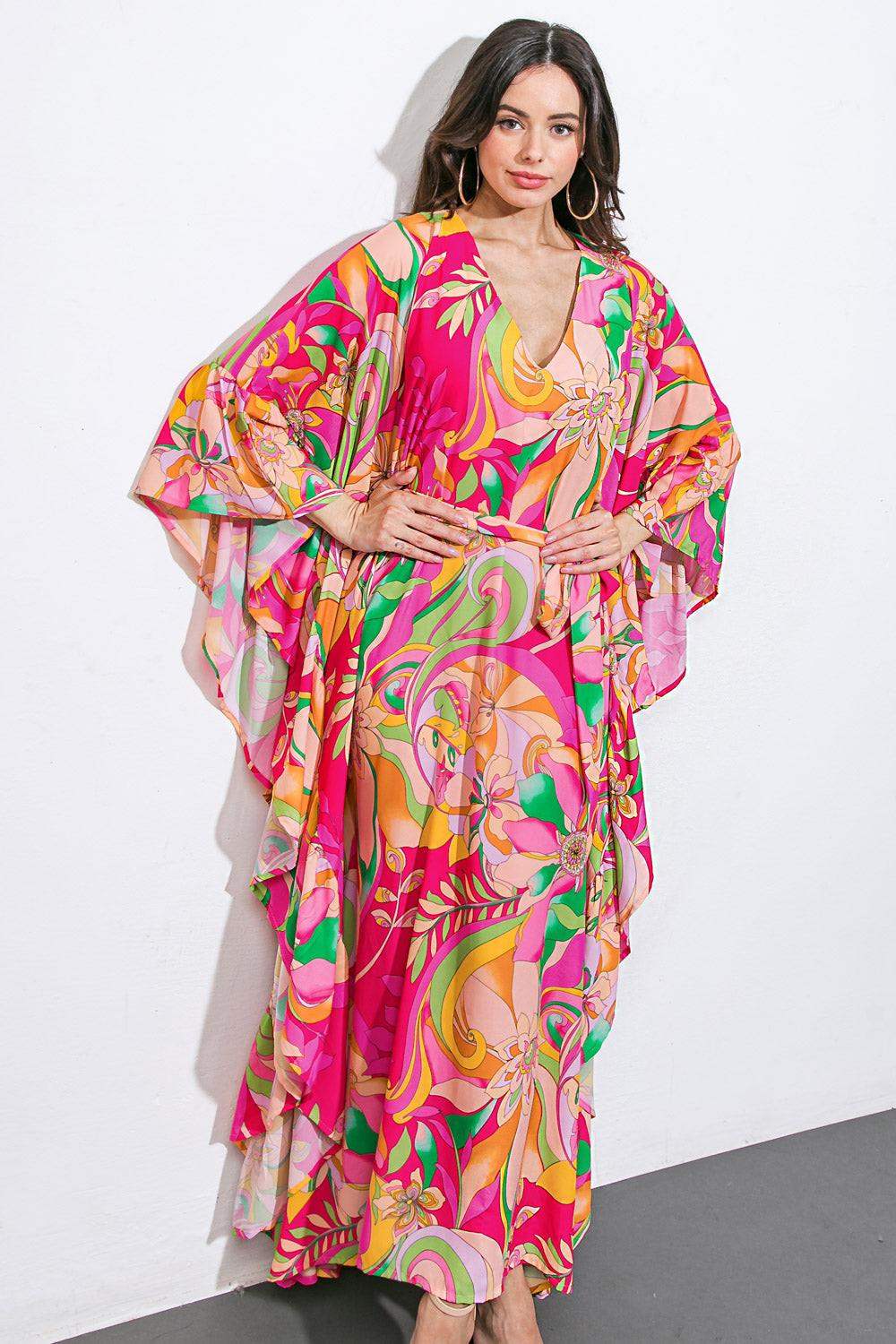 SEASIDE GIRLS WOVEN KAFTAN DRESS - Flying Tomato - Flyclothing LLC