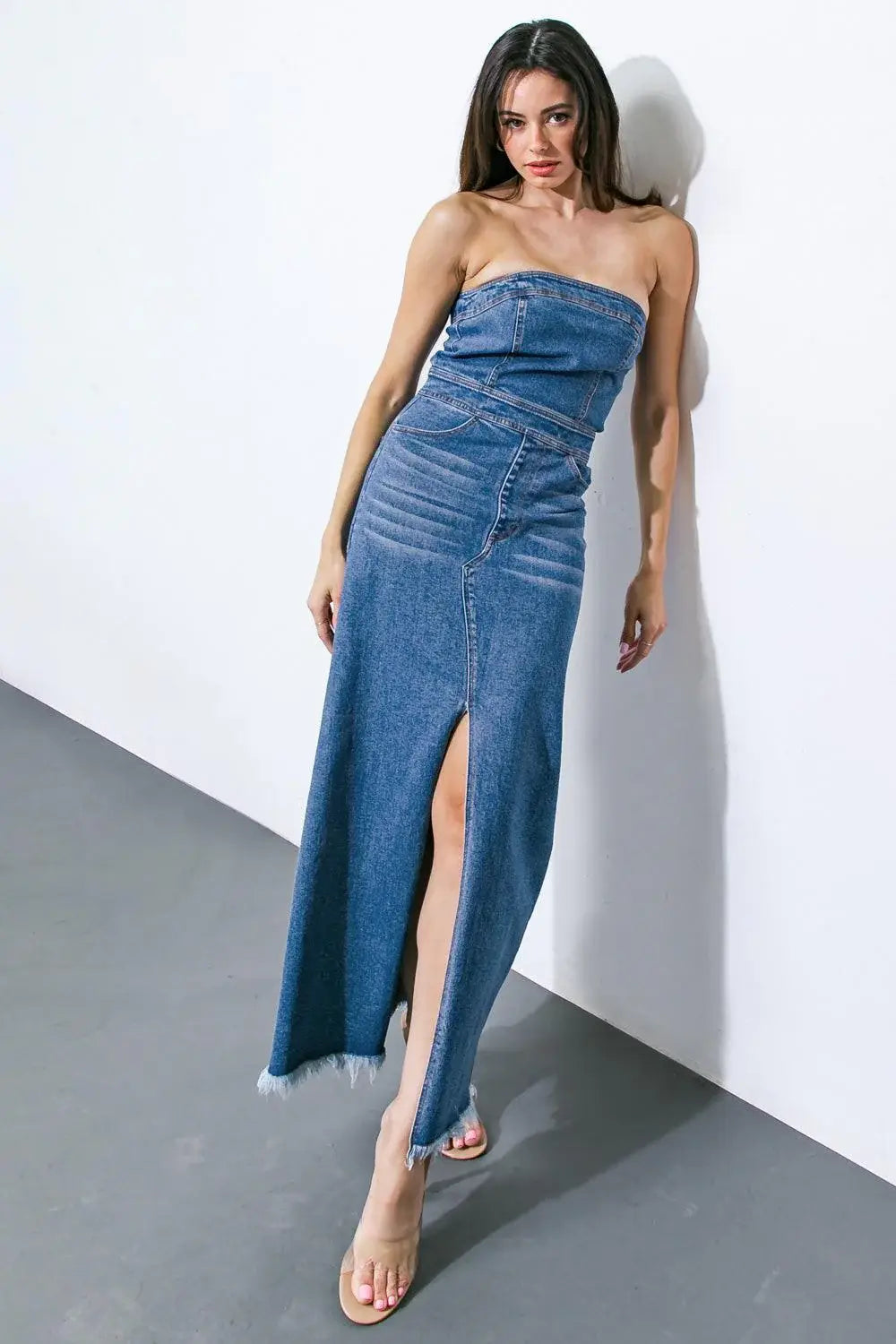 DREAMS COME TRUE DENIM MIDI DRESS - Flying Tomato - Flyclothing LLC