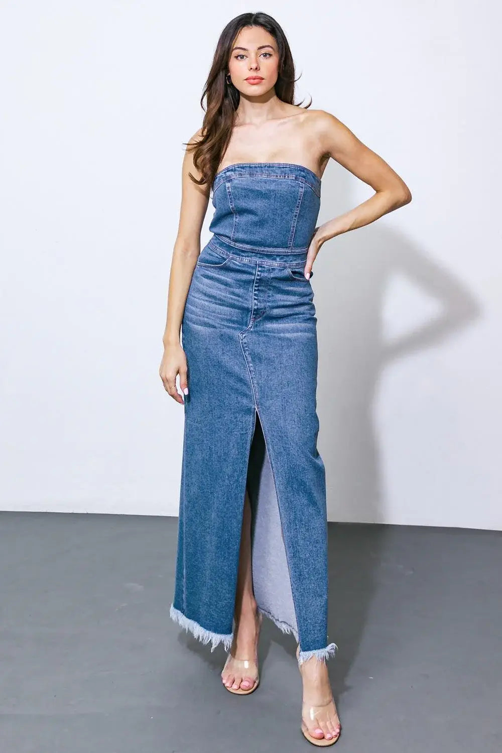 DREAMS COME TRUE DENIM MIDI DRESS - Flying Tomato - Flyclothing LLC