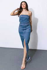 DREAMS COME TRUE DENIM MIDI DRESS - Flying Tomato - Flyclothing LLC