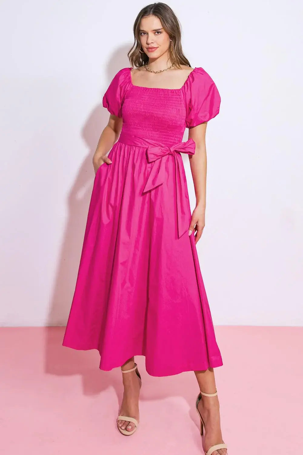 A PEACEFUL PLACE WOVEN MIDI DRESS - Flying Tomato - Flyclothing LLC