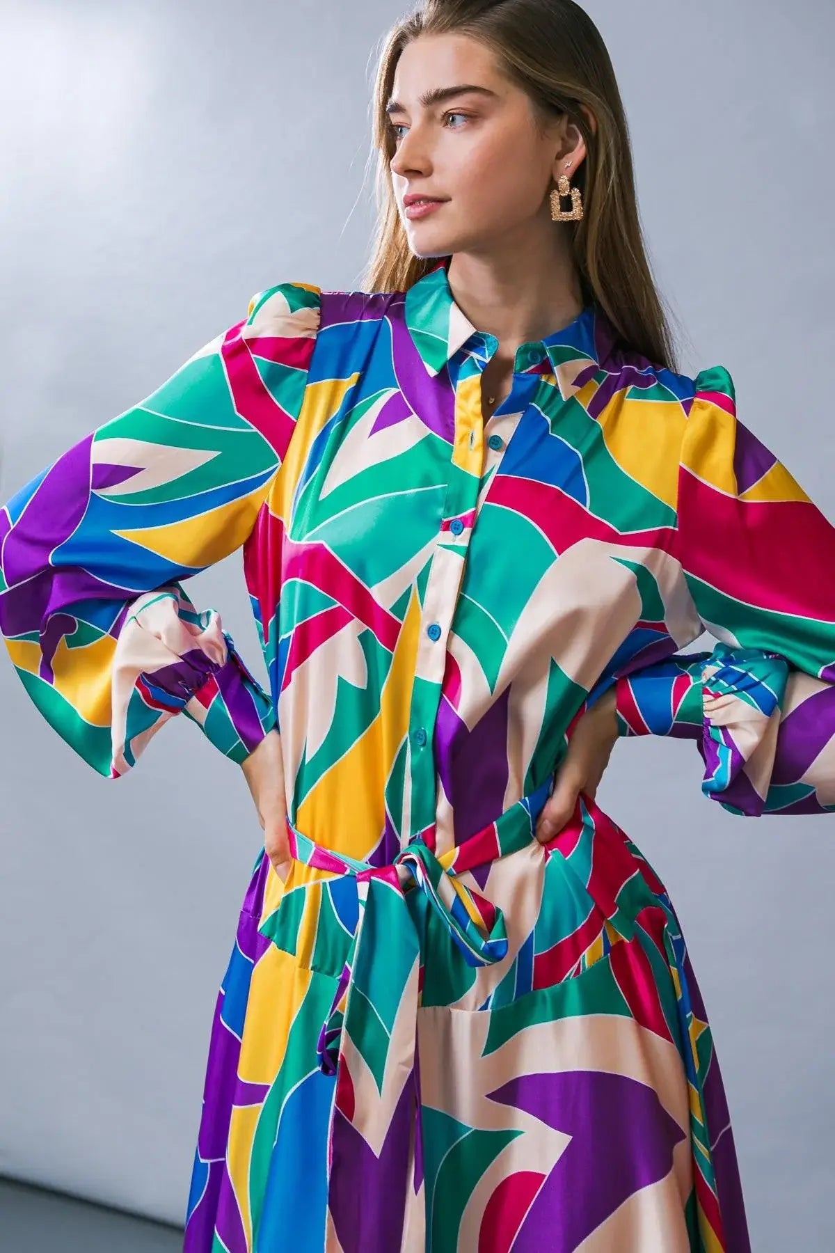 FOCUSED ON PRIORITIES WOVEN MIDI DRESS - Flying Tomato - Flyclothing LLC