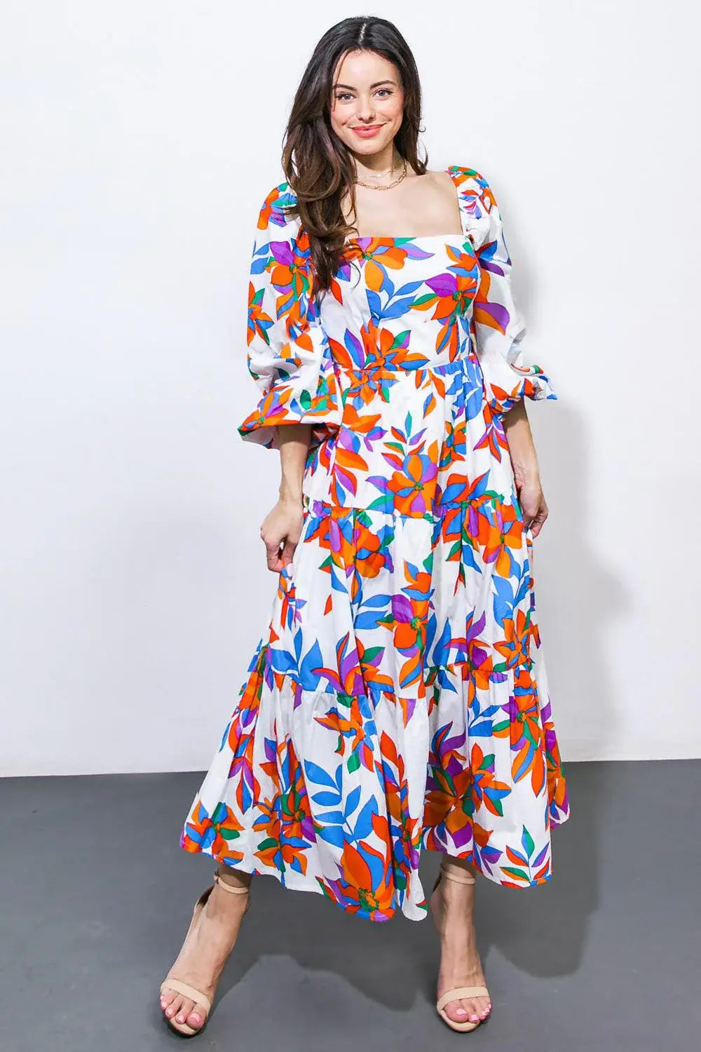 FEELING OPTIMISTIC WOVEN MIDI DRESS - Flying Tomato - Flyclothing LLC