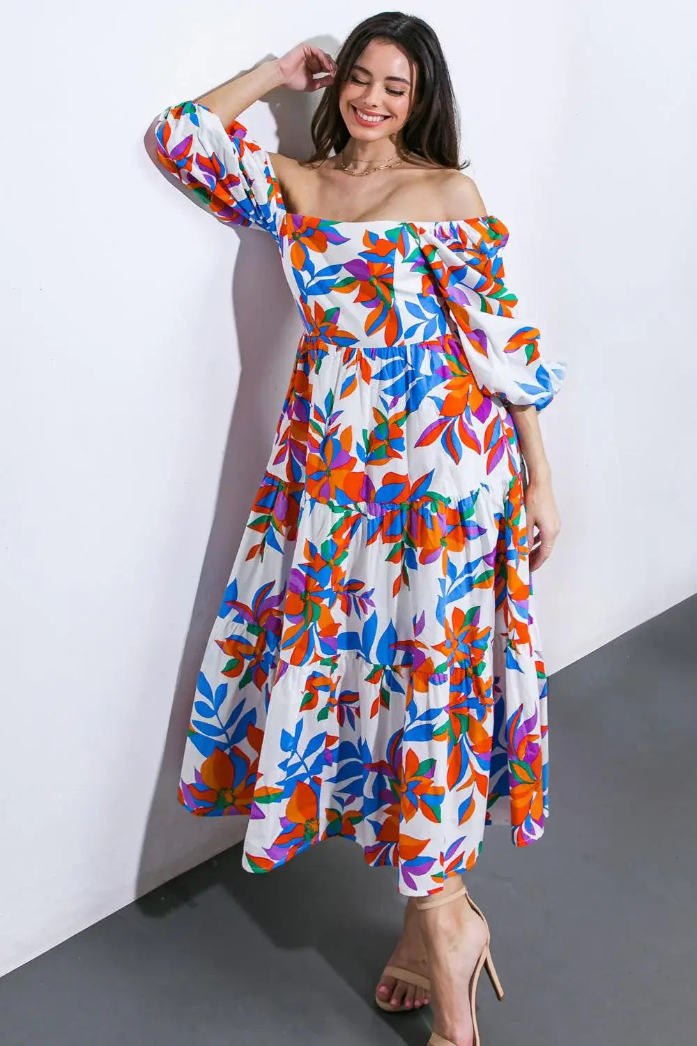 FEELING OPTIMISTIC WOVEN MIDI DRESS - Flying Tomato - Flyclothing LLC