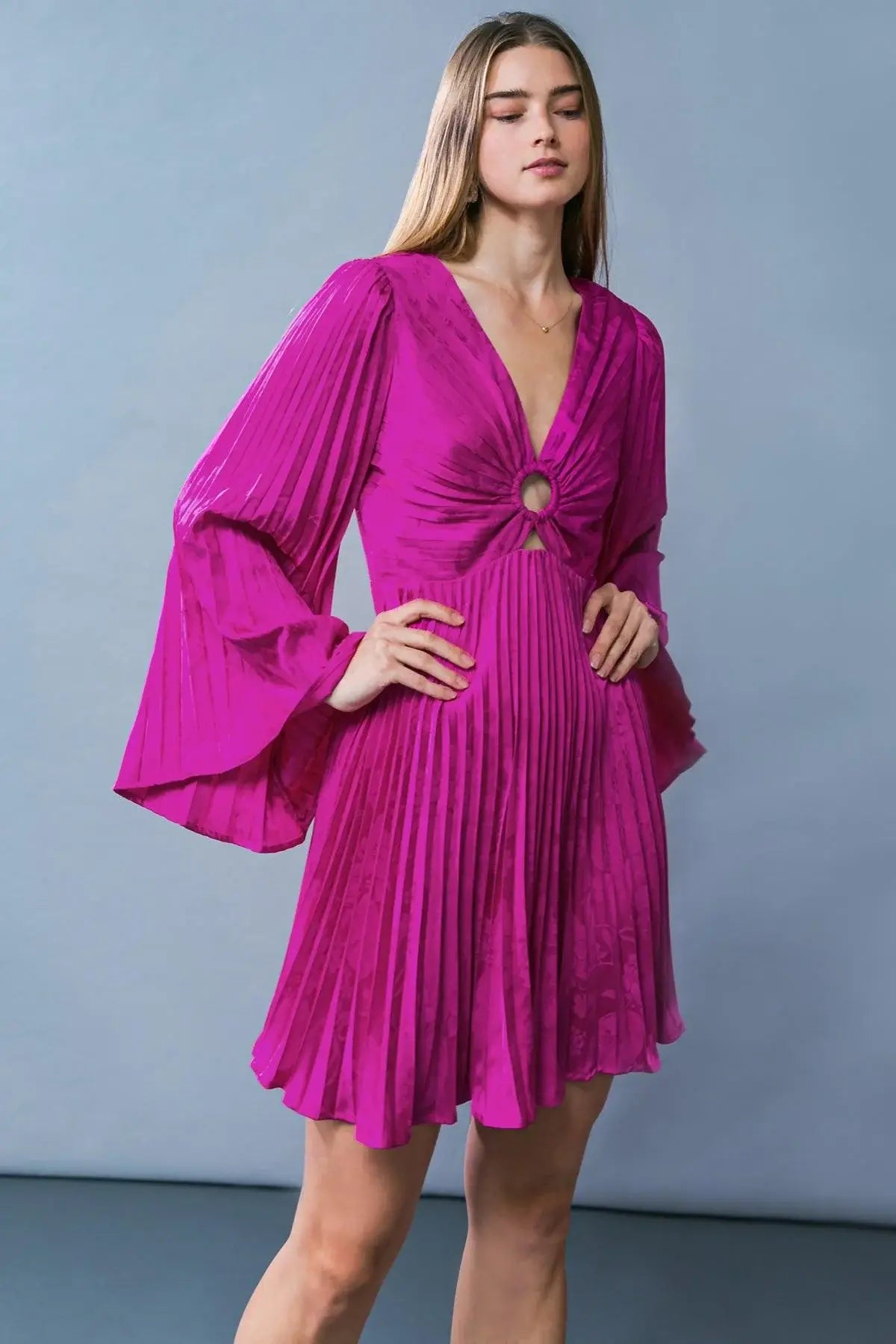 GRACEFUL ENTRANCE SATIN MINI DRESS - Flying Tomato - Flyclothing LLC