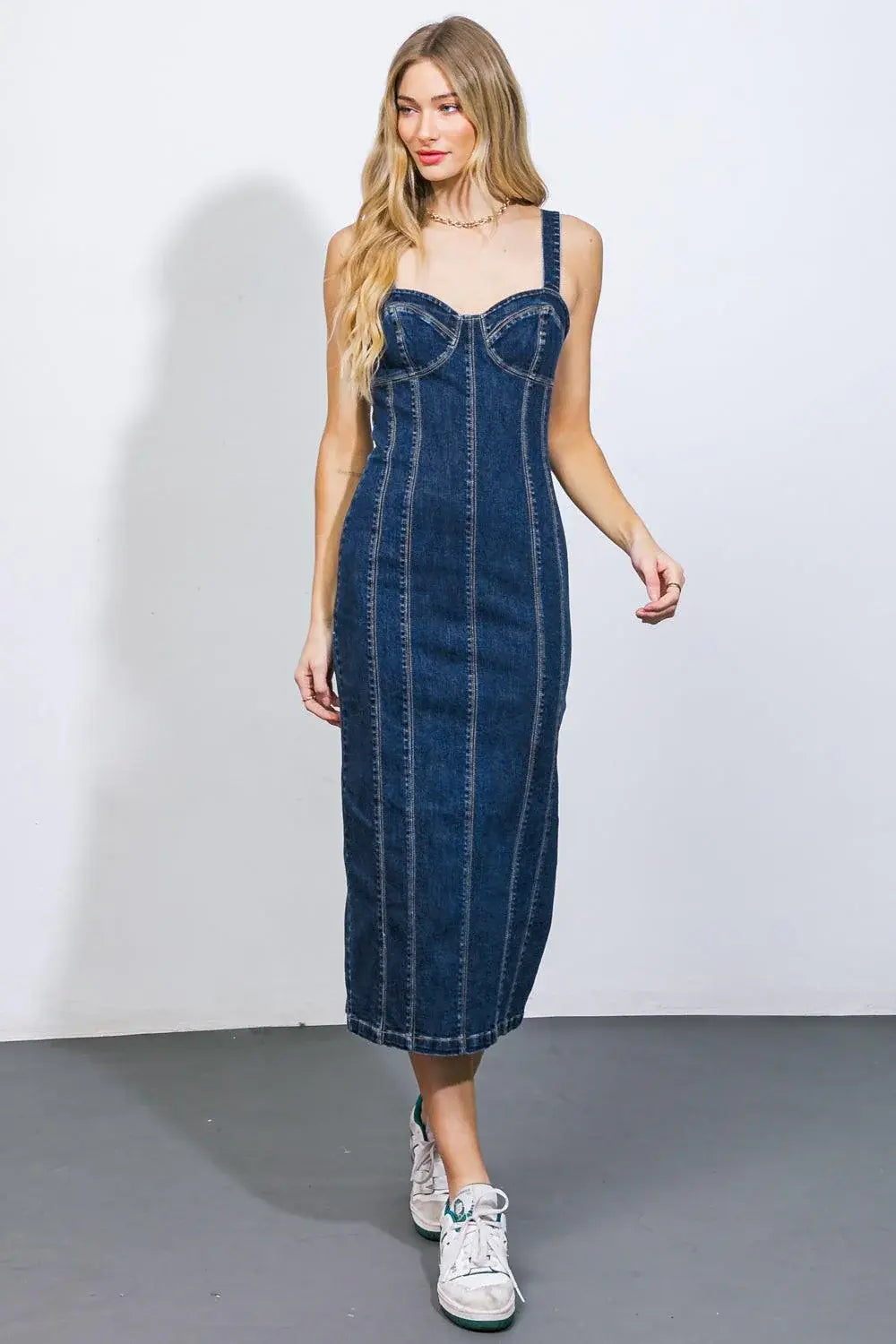 A GREATER LOVE DENIM MIDI DRESS - Flying Tomato - Flyclothing LLC