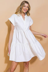 TIMELESS BEAUTY TWILL MINI DRESS - Flying Tomato - Flyclothing LLC