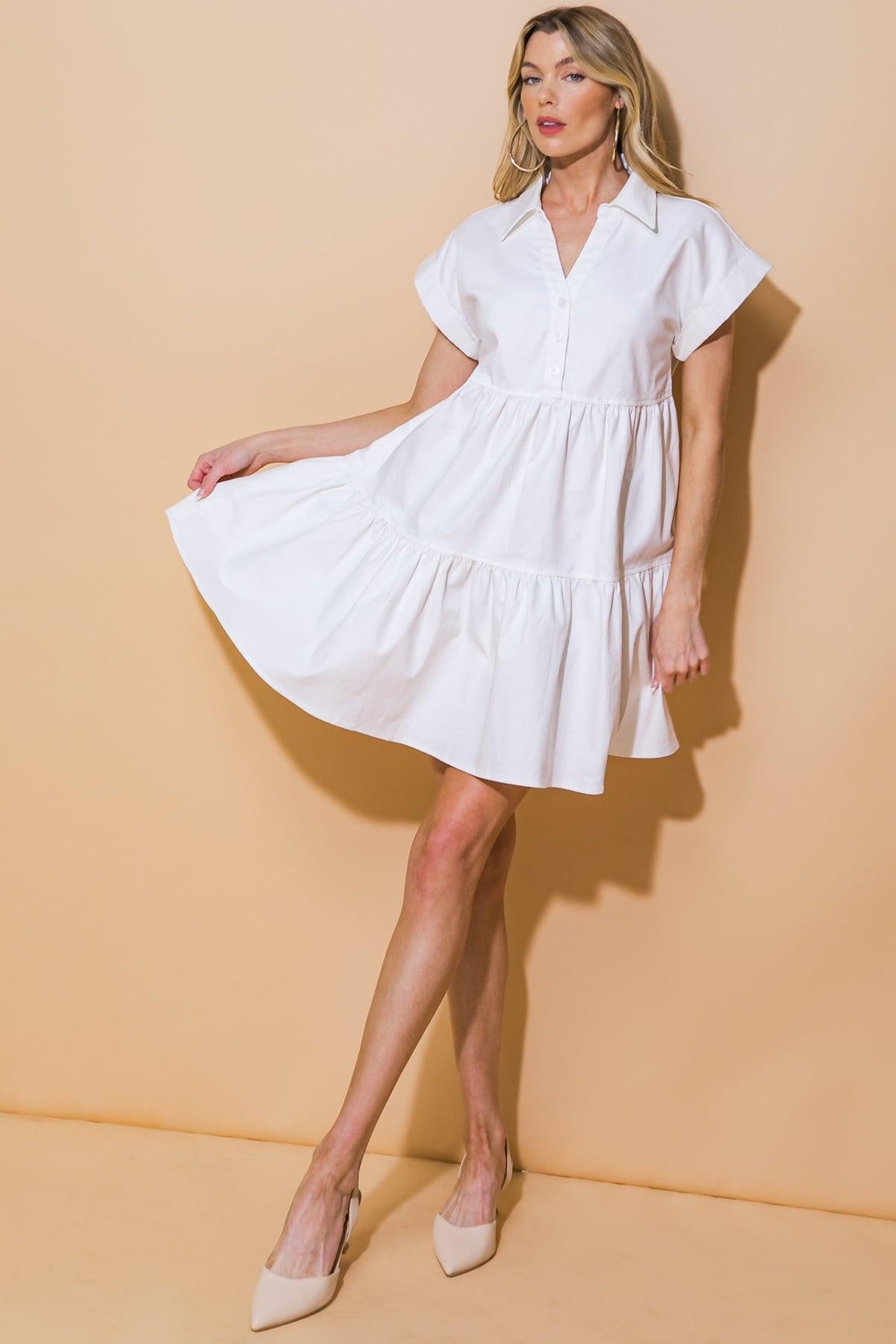 TIMELESS BEAUTY TWILL MINI DRESS - Flying Tomato - Flyclothing LLC