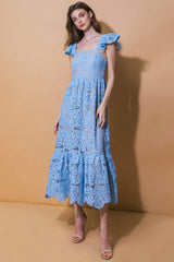 STILL THINKING LACE MIDI DRESS - Flying Tomato - Flyclothing LLC