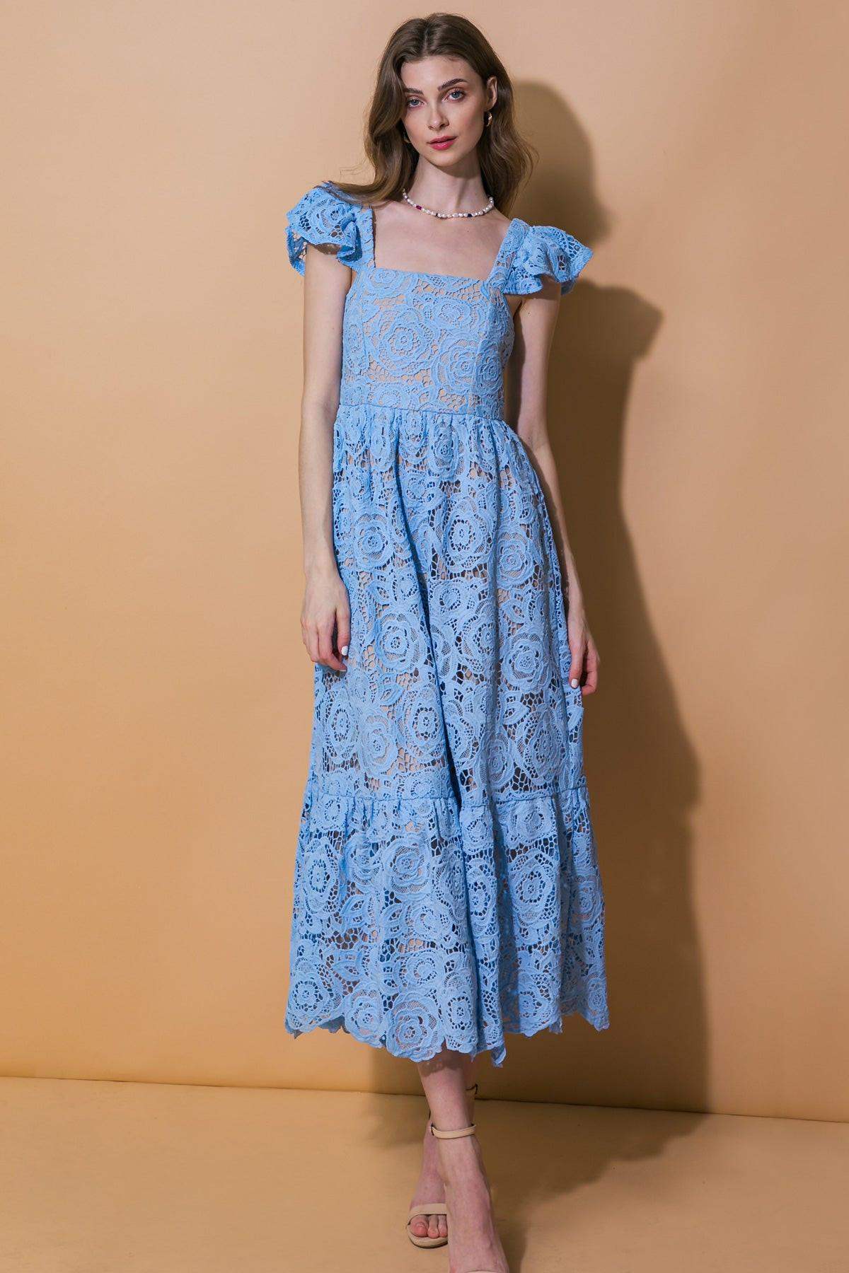 Still Thinking Lace Midi Dress