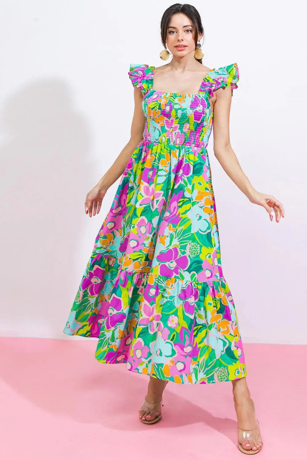 LOVE HAZE WOVEN MIDI DRESS - Flying Tomato - Flyclothing LLC