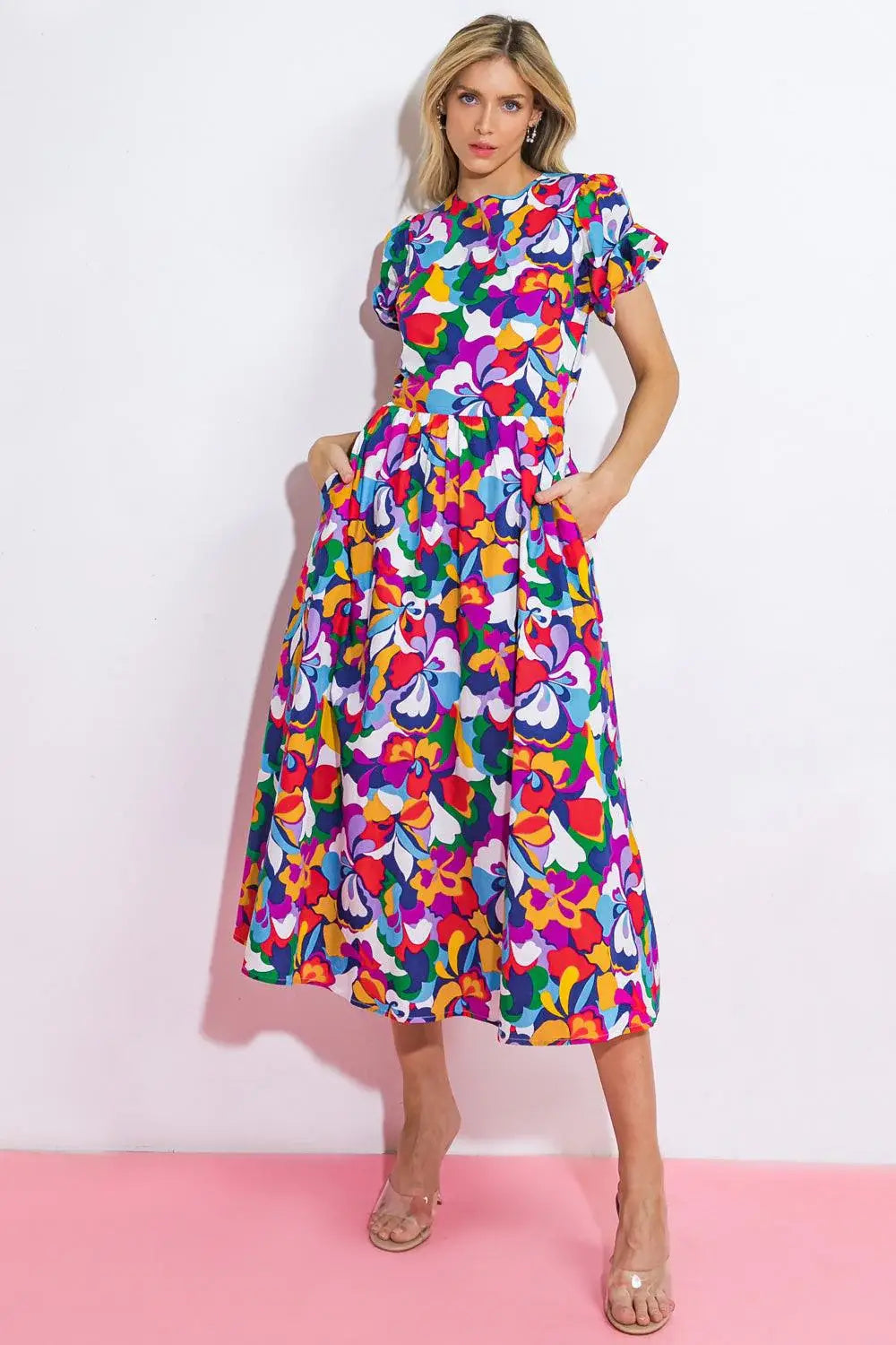 LET ME ADORE YOU WOVEN MIDI DRESS - Flying Tomato - Flyclothing LLC