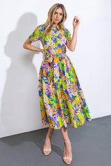 KEEP BLOOMING WOVEN MIDI DRESS - Flying Tomato - Flyclothing LLC