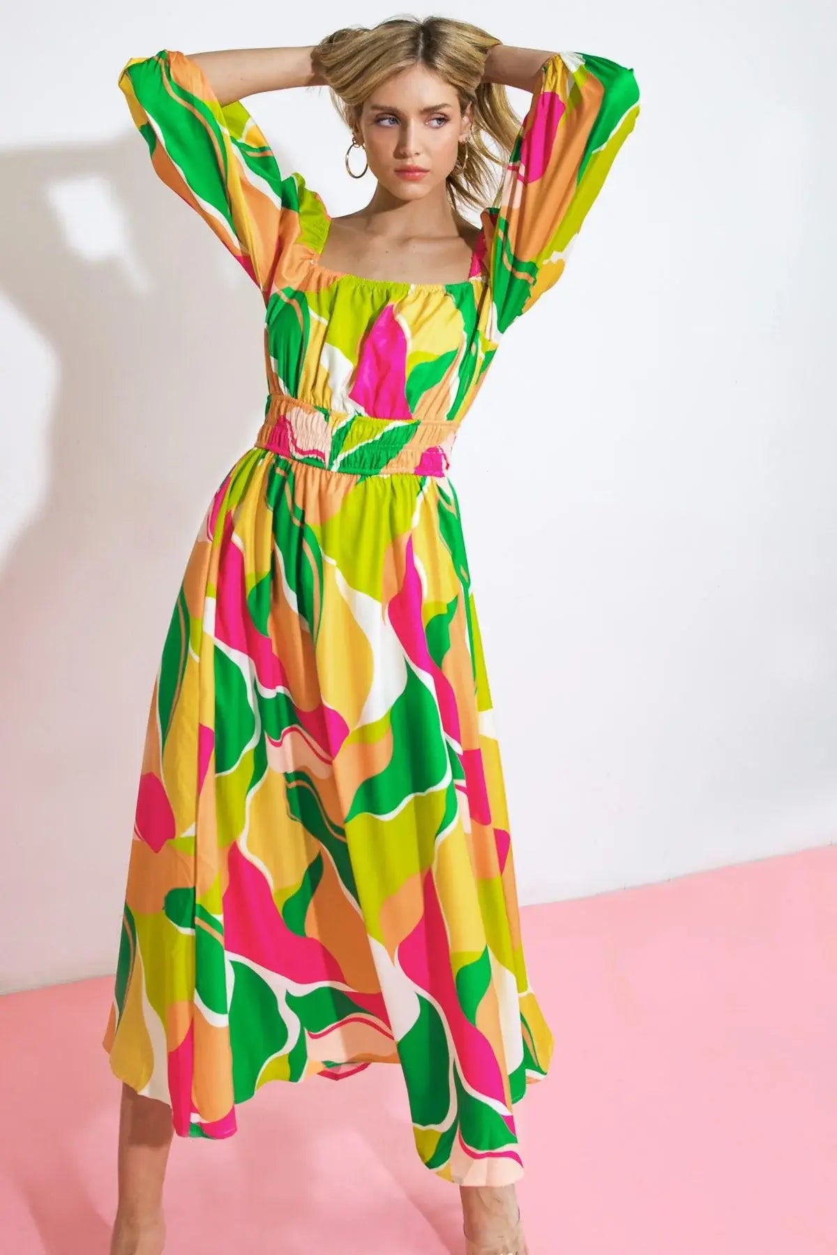 A SECOND THOUGHT WOVEN MIDI DRESS - Flying Tomato - Flyclothing LLC