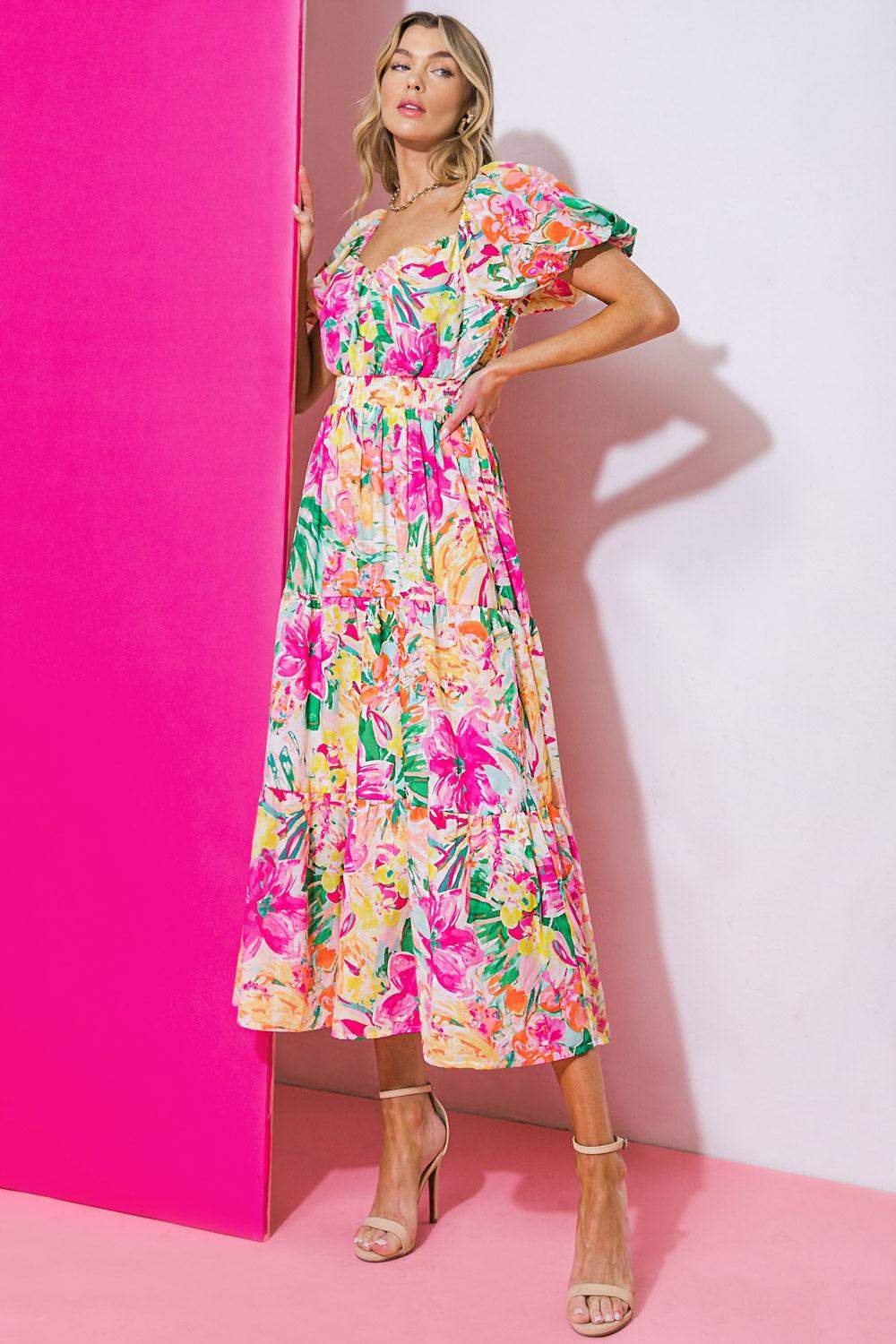 IT STARTS NOW WOVEN MIDI DRESS - Flying Tomato - Flyclothing LLC