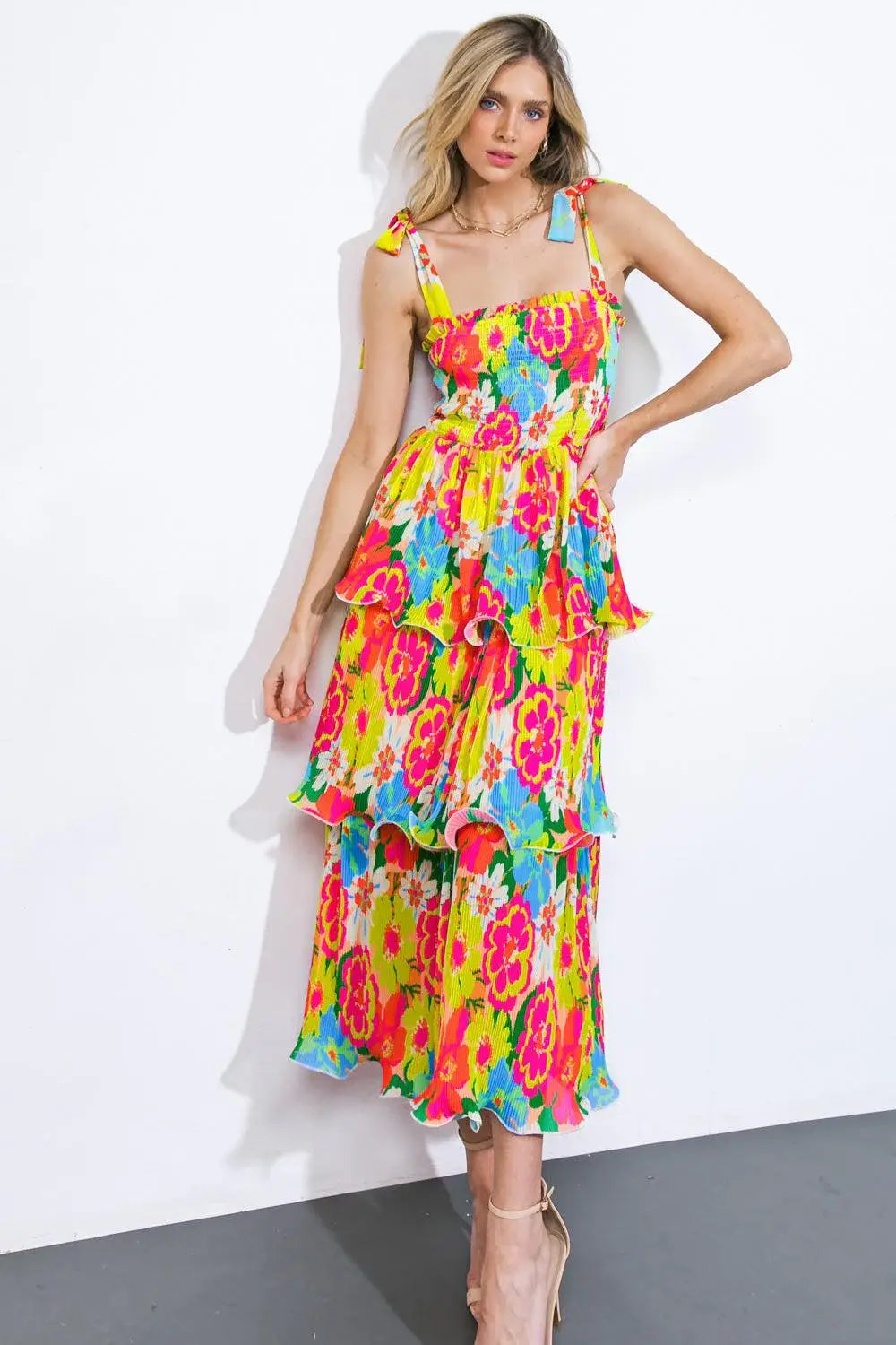 VISIONS FROM THE MEADOW WOVEN MIDI DRESS - Flying Tomato - Flyclothing LLC