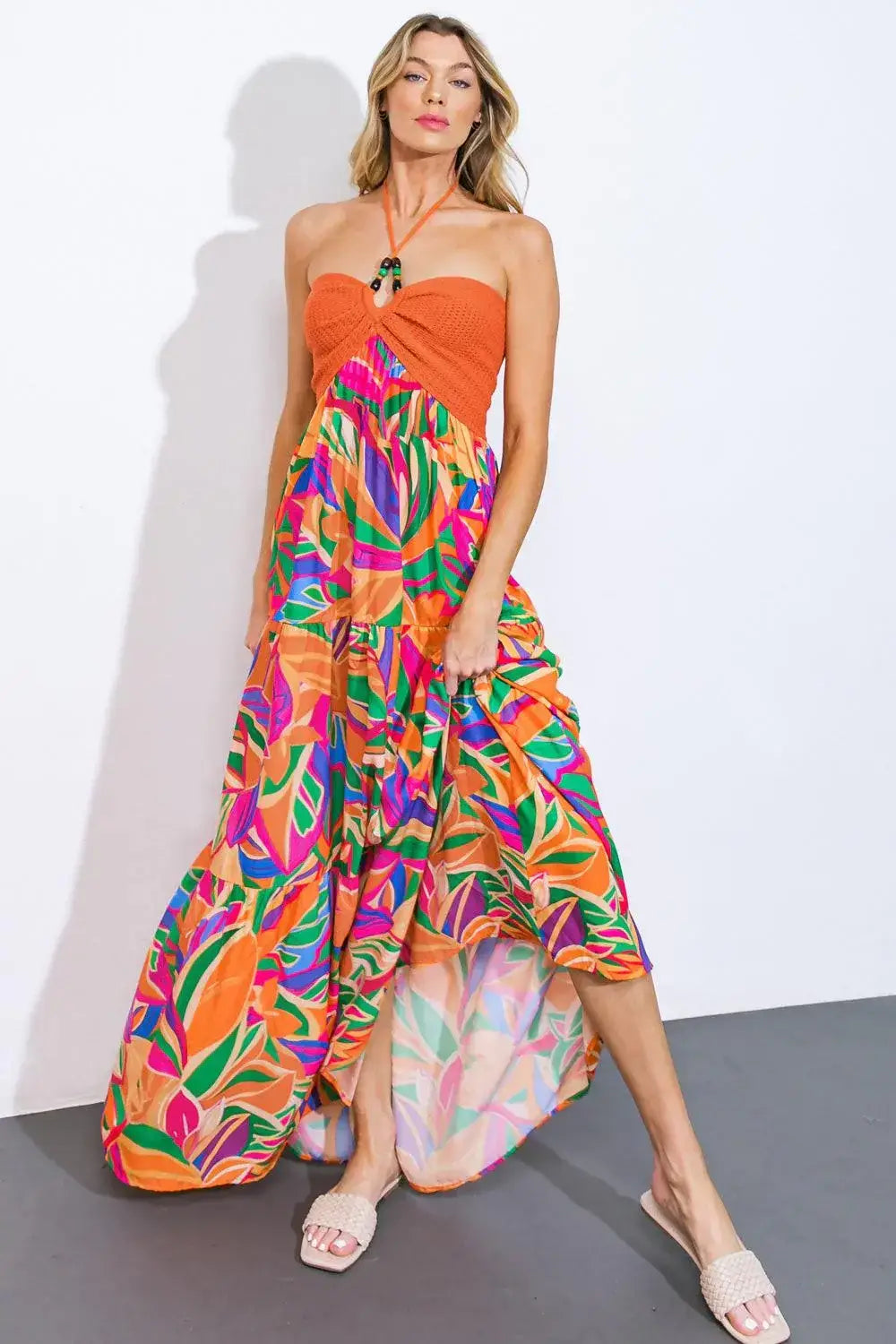 INTO THE THICK OF IT COMBINATION MIDI DRESS - Flying Tomato - Flyclothing LLC