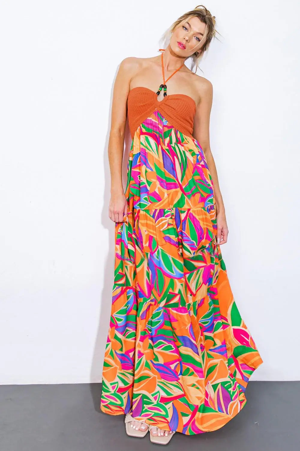 INTO THE THICK OF IT COMBINATION MIDI DRESS - Flying Tomato - Flyclothing LLC