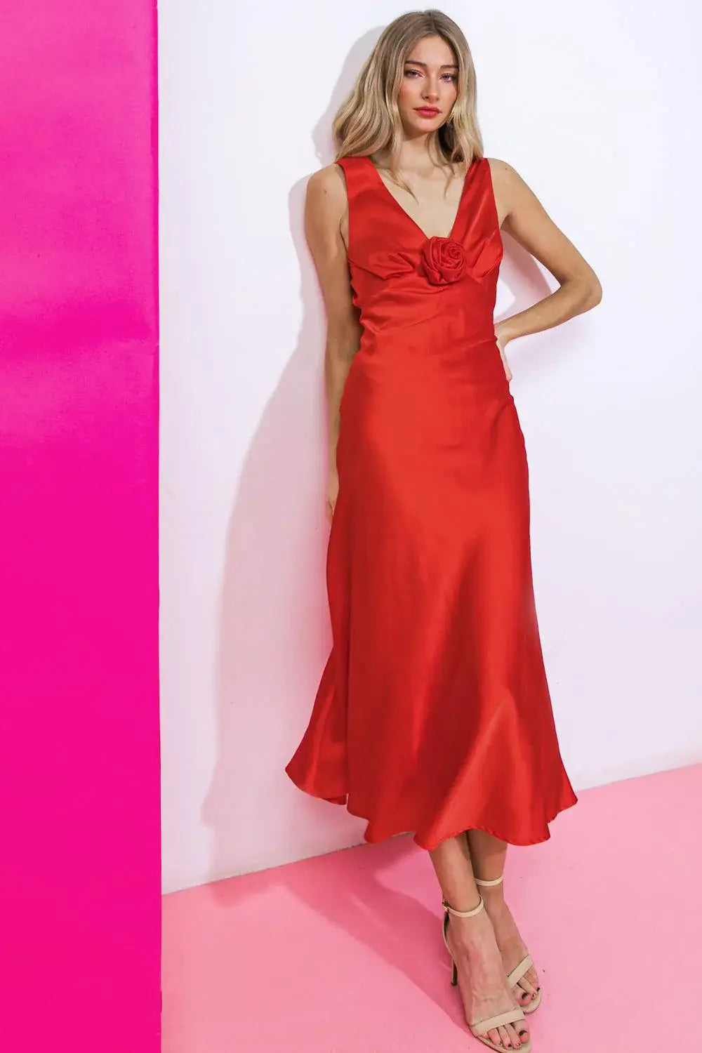 BEYOND WORDS WOVEN MIDI DRESS - Flying Tomato - Flyclothing LLC