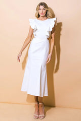 CATCH THE BOUQUET TWILL MIDI DRESS - Flying Tomato - Flyclothing LLC