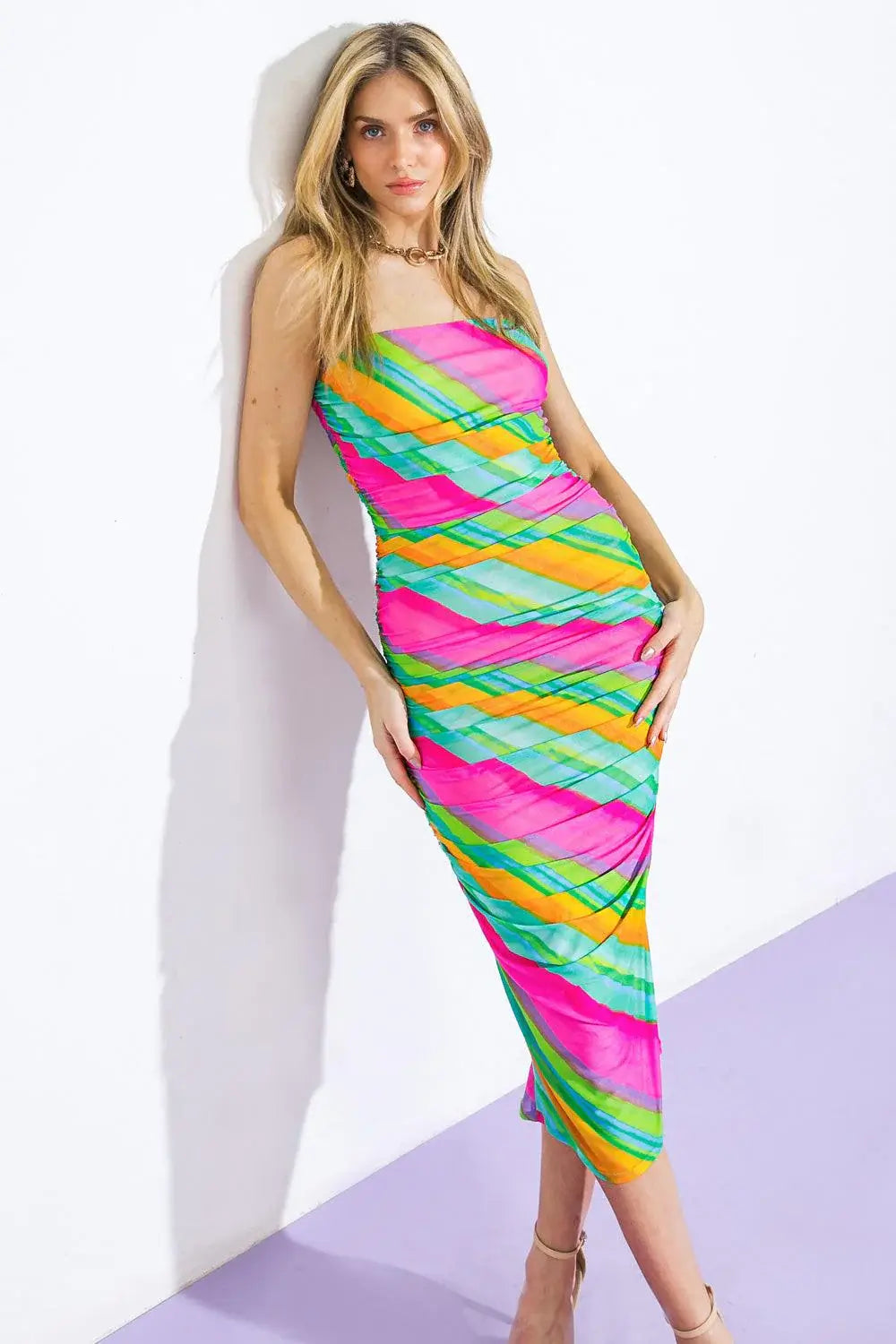 DESIRABLE DESTINATIONS MESH MIDI DRESS - Flying Tomato - Flyclothing LLC