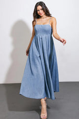 CAPTIVATING HEART DENIM MIDI DRESS - Flying Tomato - Flyclothing LLC