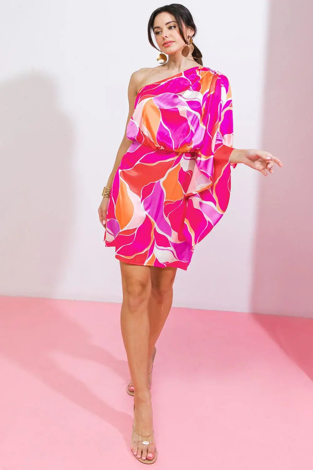 DESERT EXPRESS WOVEN SATIN MINI DRESS - Flying Tomato - Flyclothing LLC