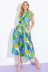 SUMMER MIRAGE WOVEN MIDI DRESS - Flying Tomato - Flyclothing LLC