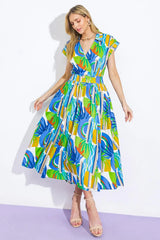 SUMMER MIRAGE WOVEN MIDI DRESS - Flying Tomato - Flyclothing LLC