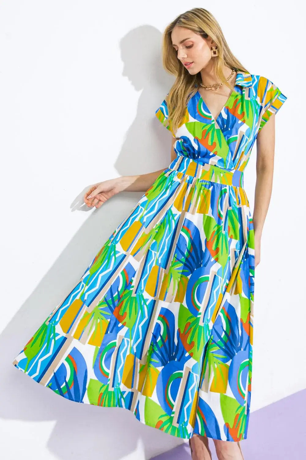SUMMER MIRAGE WOVEN MIDI DRESS - Flying Tomato - Flyclothing LLC